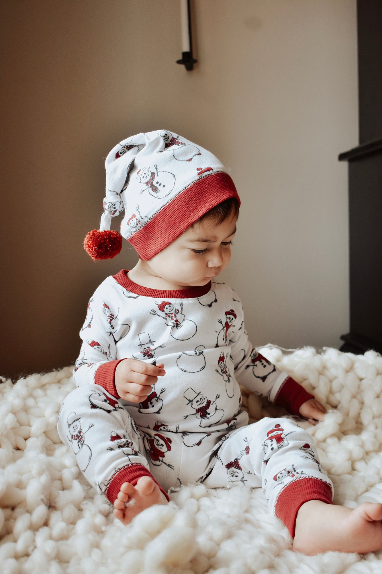 Kids' Organic Holiday PJ & Cap Set | Snow Day