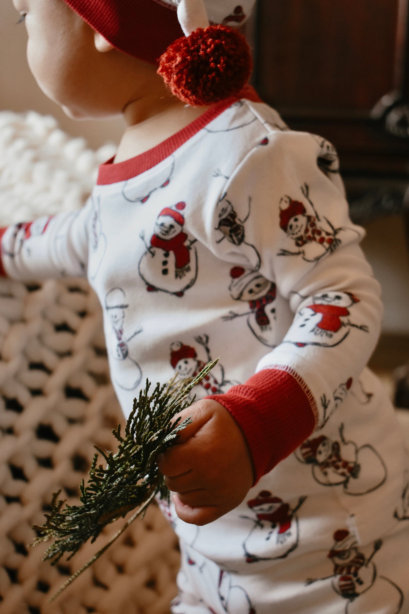 Kids' Organic Holiday PJ & Cap Set | Snow Day