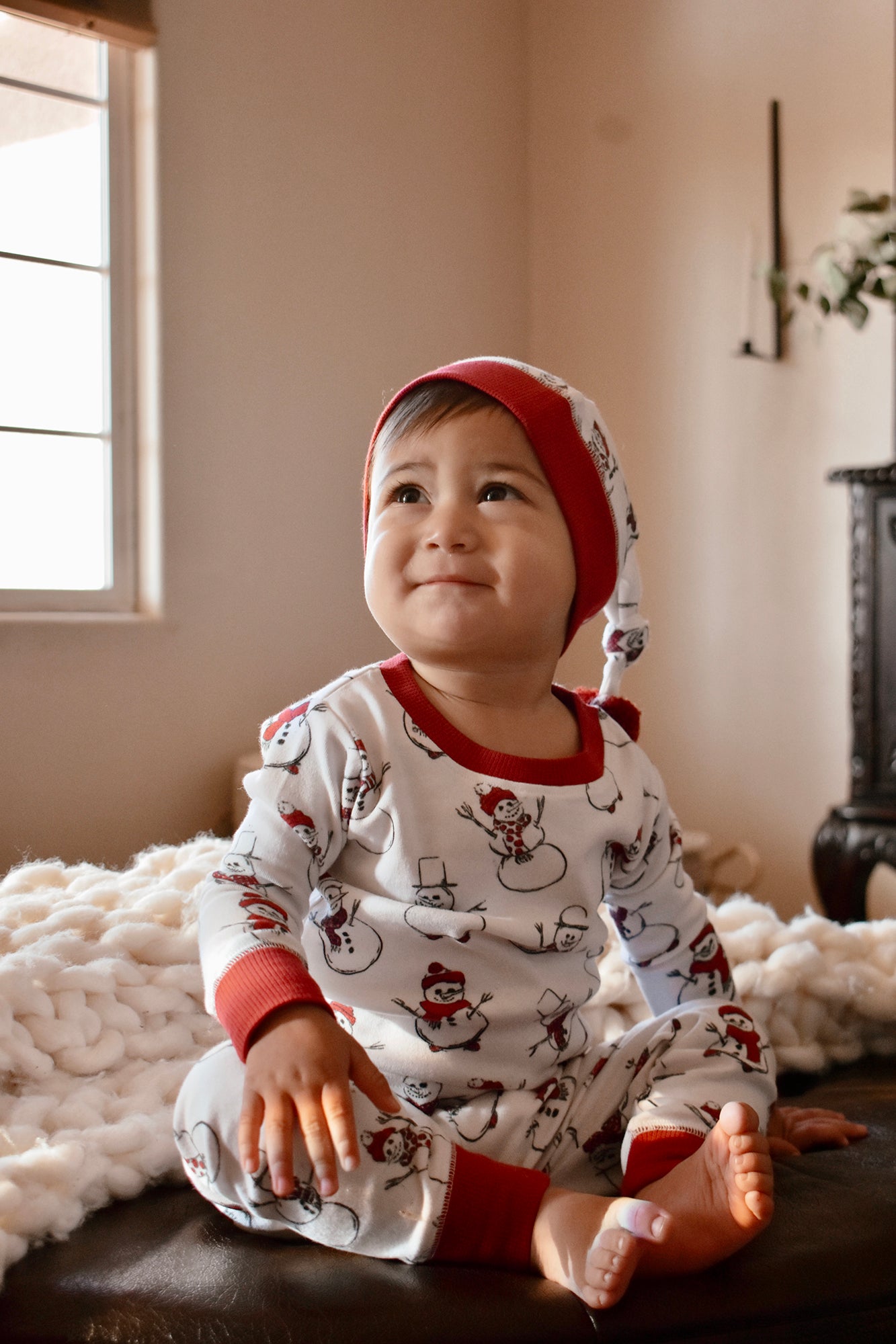 Kids' Organic Holiday PJ & Cap Set | Snow Day