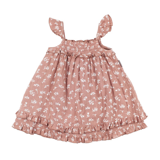 Kids' Organic Muslin Summer Dress | Desert Rose Leaves