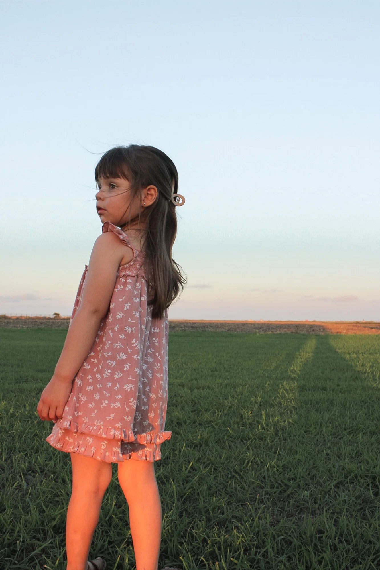 Kids' Organic Muslin Summer Dress | Desert Rose Leaves