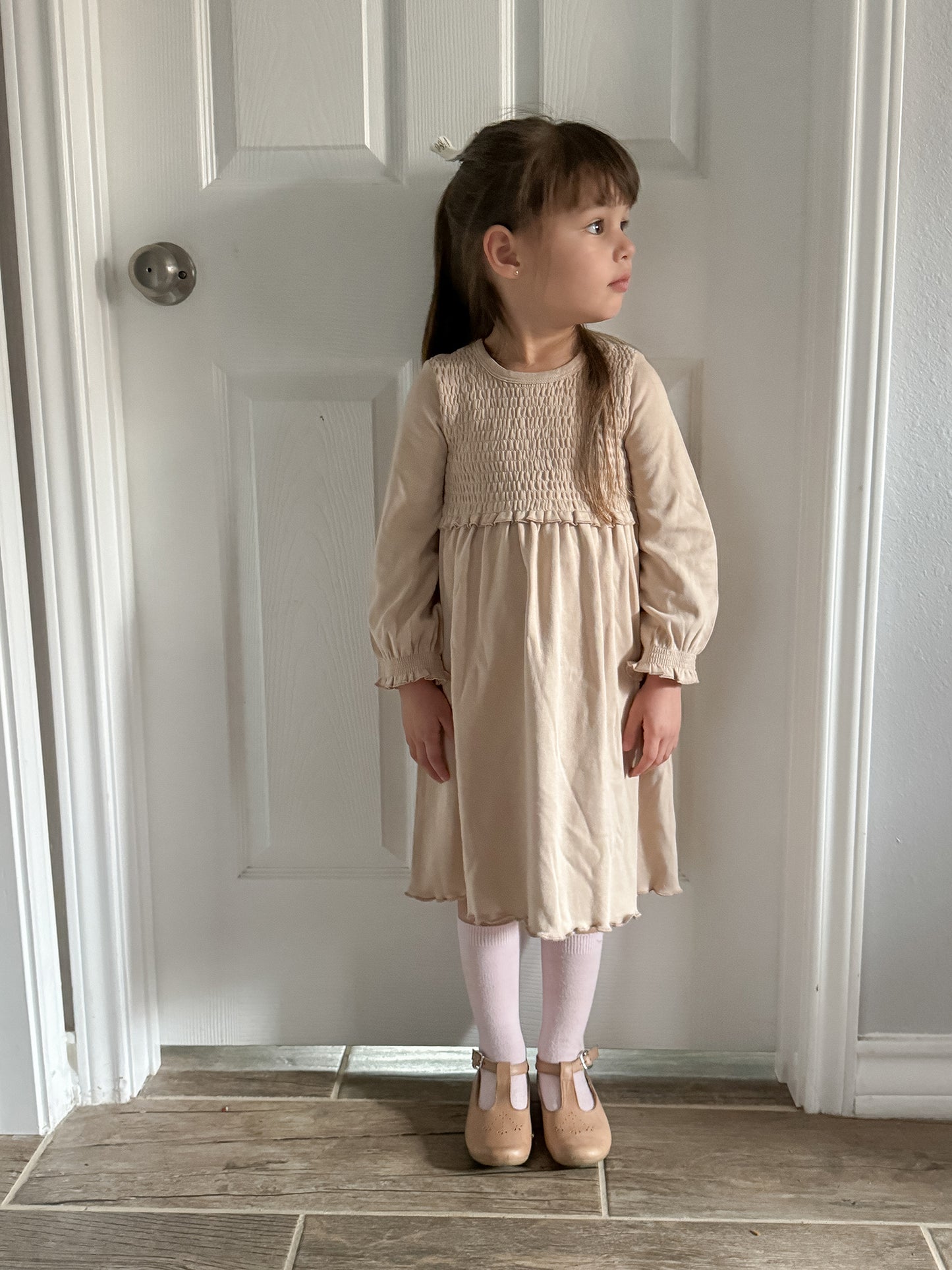 Organic Smocked Dress | Oatmeal