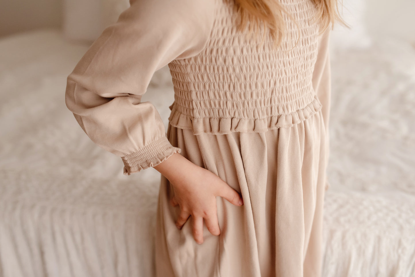 Organic Smocked Dress | Oatmeal