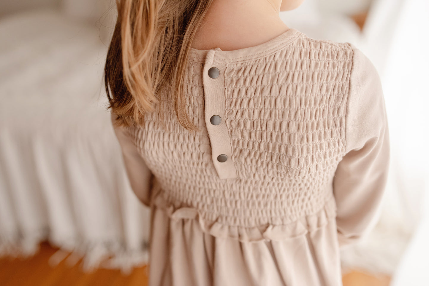 Organic Smocked Dress | Oatmeal