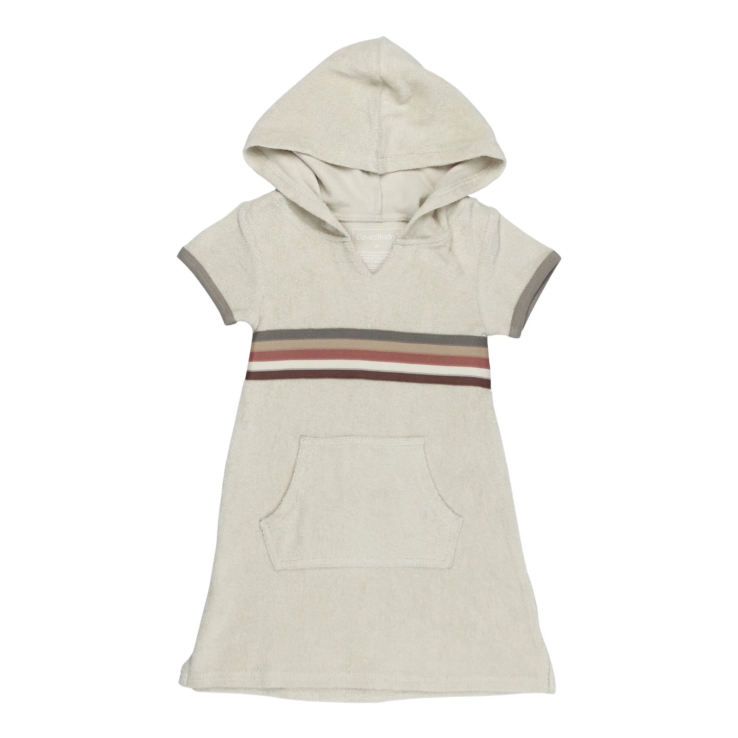 Organic Terry Cloth Cap-Sleeve Hoodie Dress | Neutrals