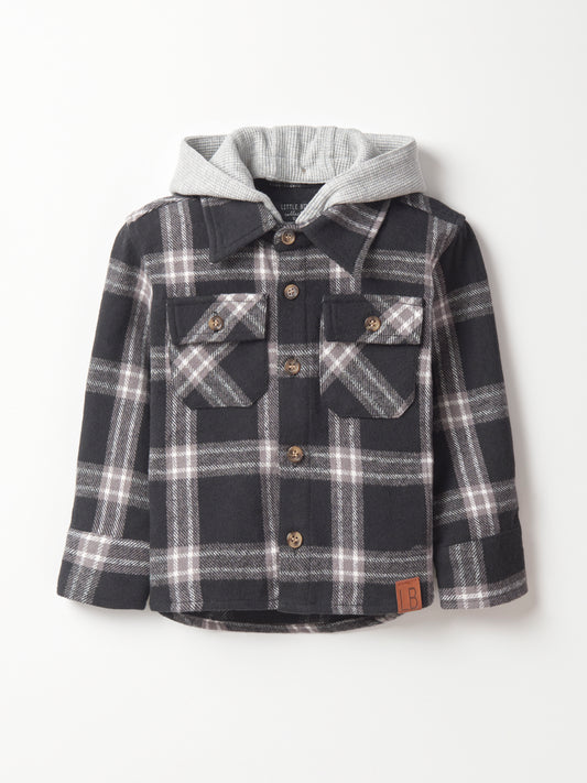 Hooded Flannel | Black