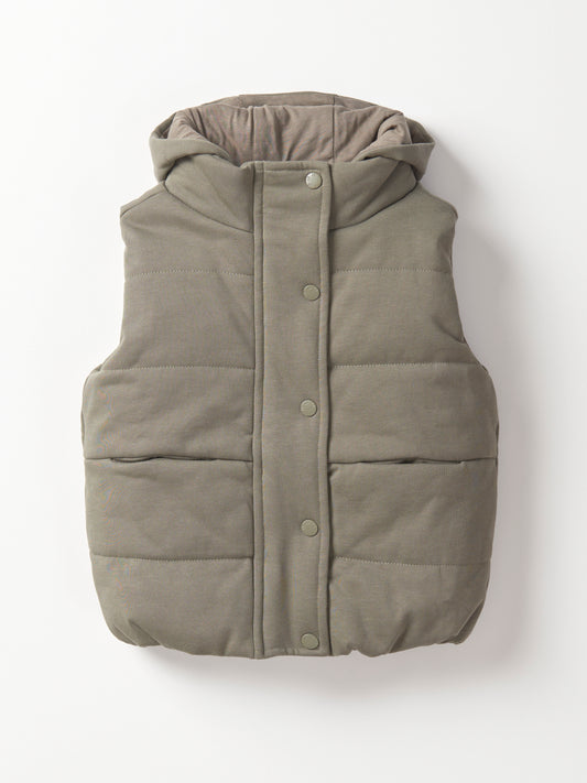 Hooded Puffer Vest | Army Green