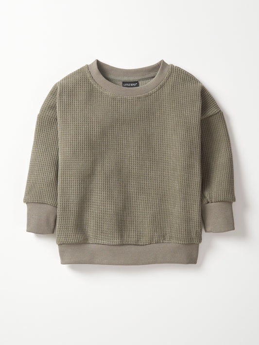 Elevated Waffle Crewneck | Army Green