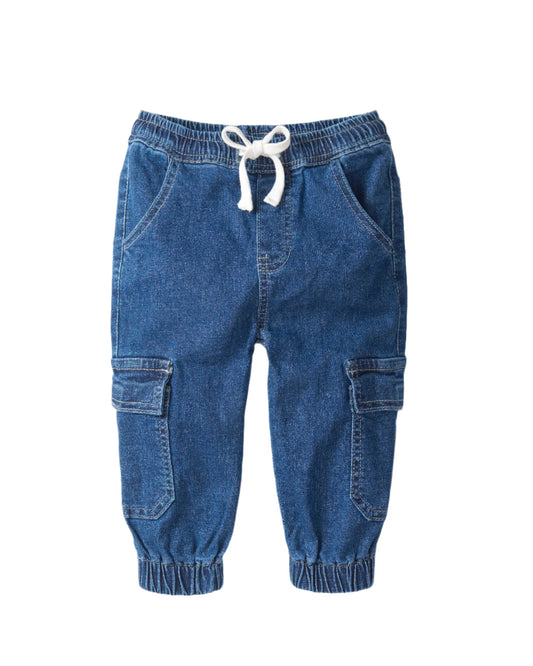 Cargo Denim Jogger | Classic Denim Wash