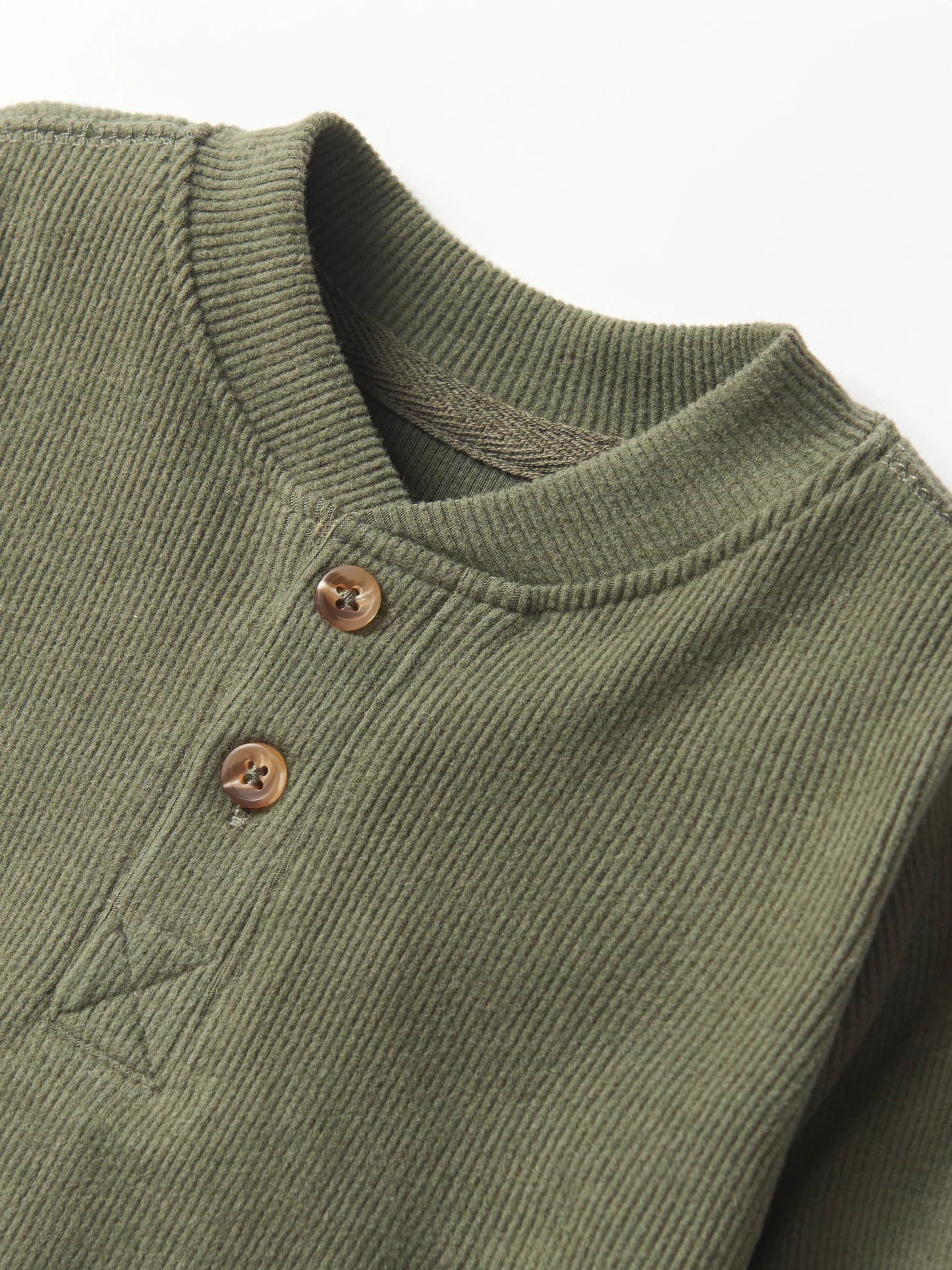 Ribbed Henley | Pine