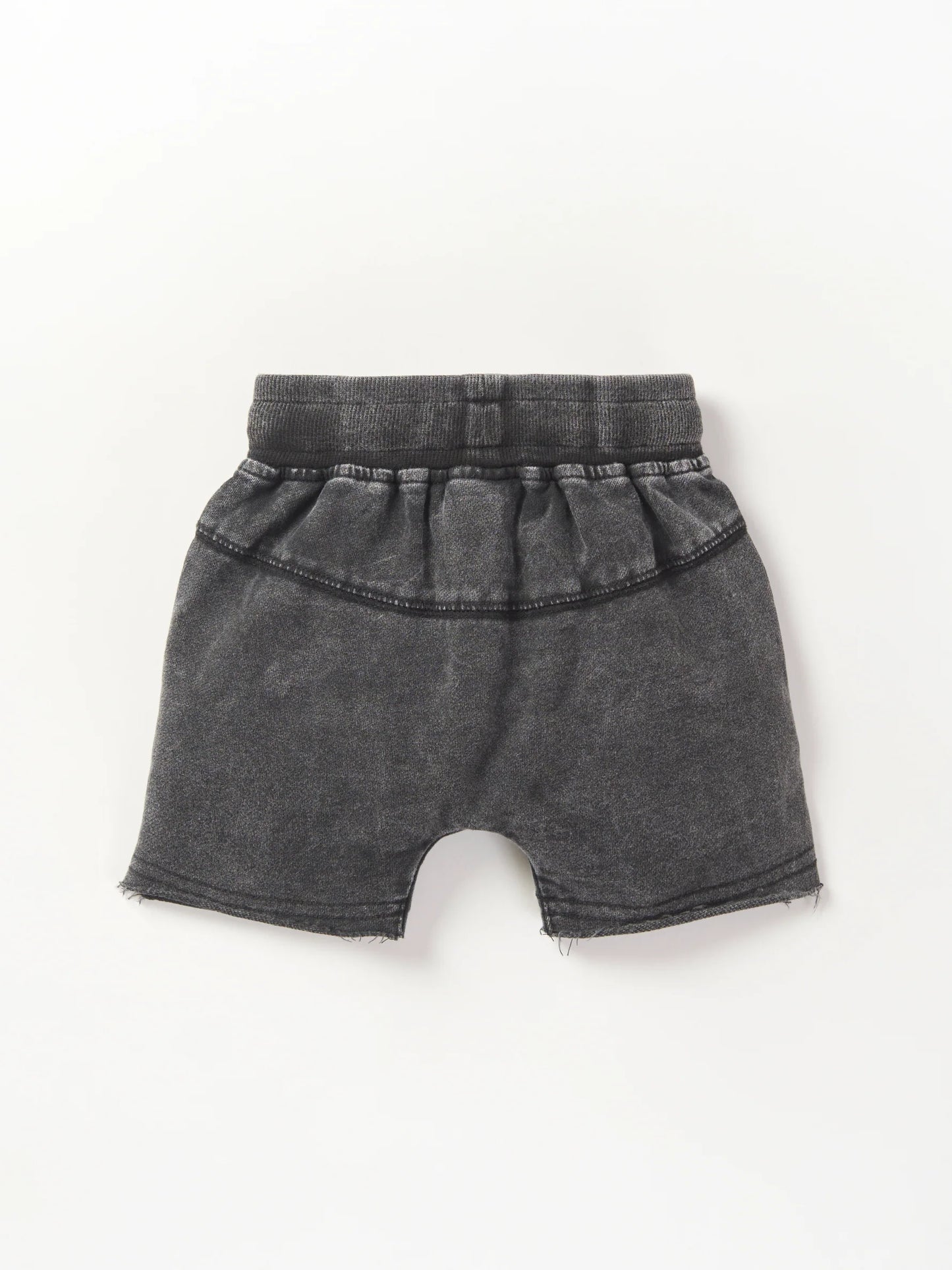 Acid Wash Raw Edge Harem Short | Black