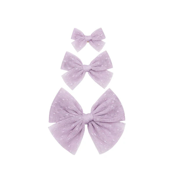 Tulle Bow | Lavender Dot Clip