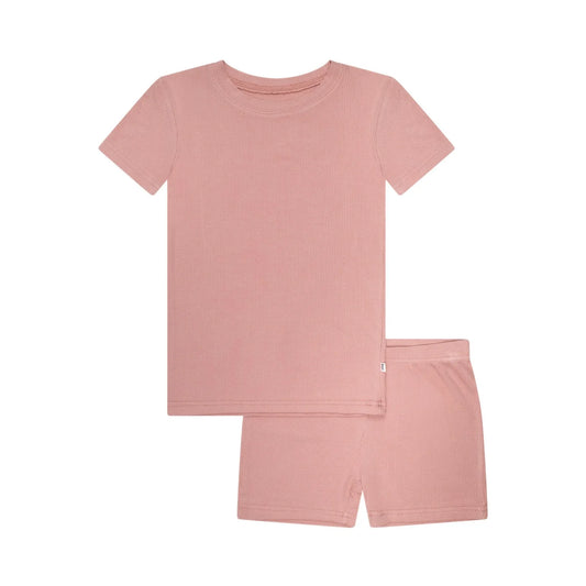 Shorts Two-Piece Bamboo Set | Mauve (Small Ribbed)