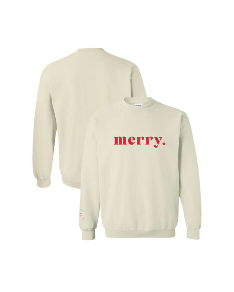 merry. | Women's Holiday Pullover | Warm Cream (by Lou Lou)