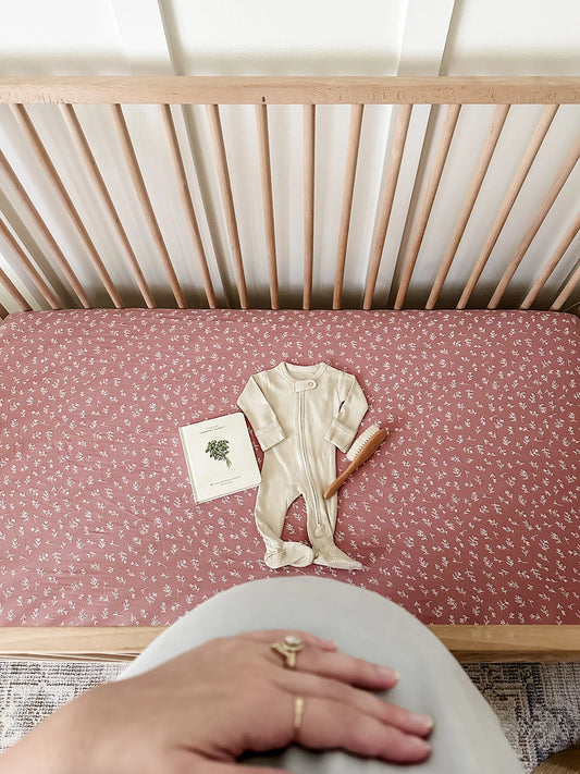 Organic Muslin Crib Sheet | Desert Rose Leaves