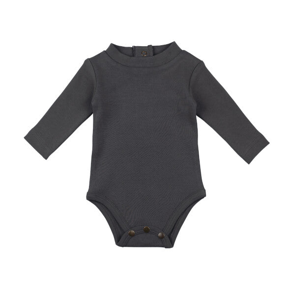 Organic Mock-Neck Bodysuit | Charcoal