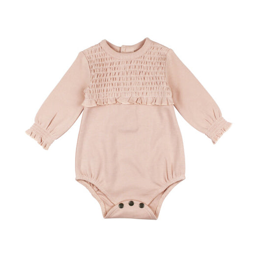 Organic Smocked Chest Bodysuit | Rosewater