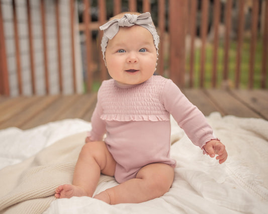 Organic Smocked Chest Bodysuit | Rosewater