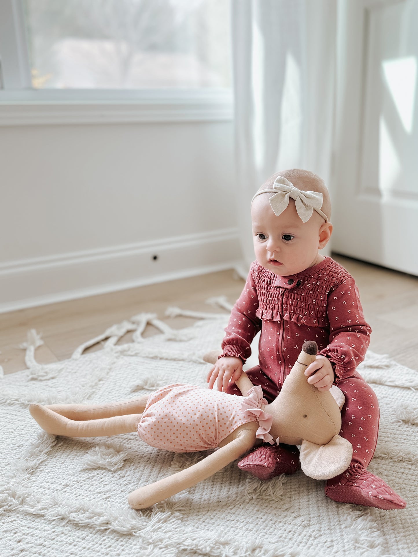 Organic Smocked Zipper Footie | Appleberry Dots