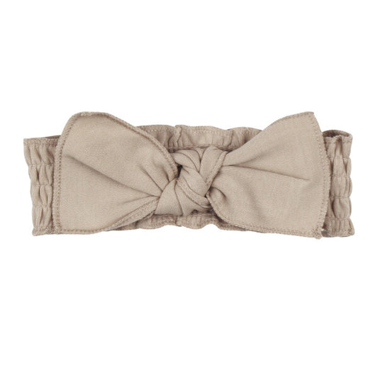 Organic Smocked Tie Headband | Oatmeal