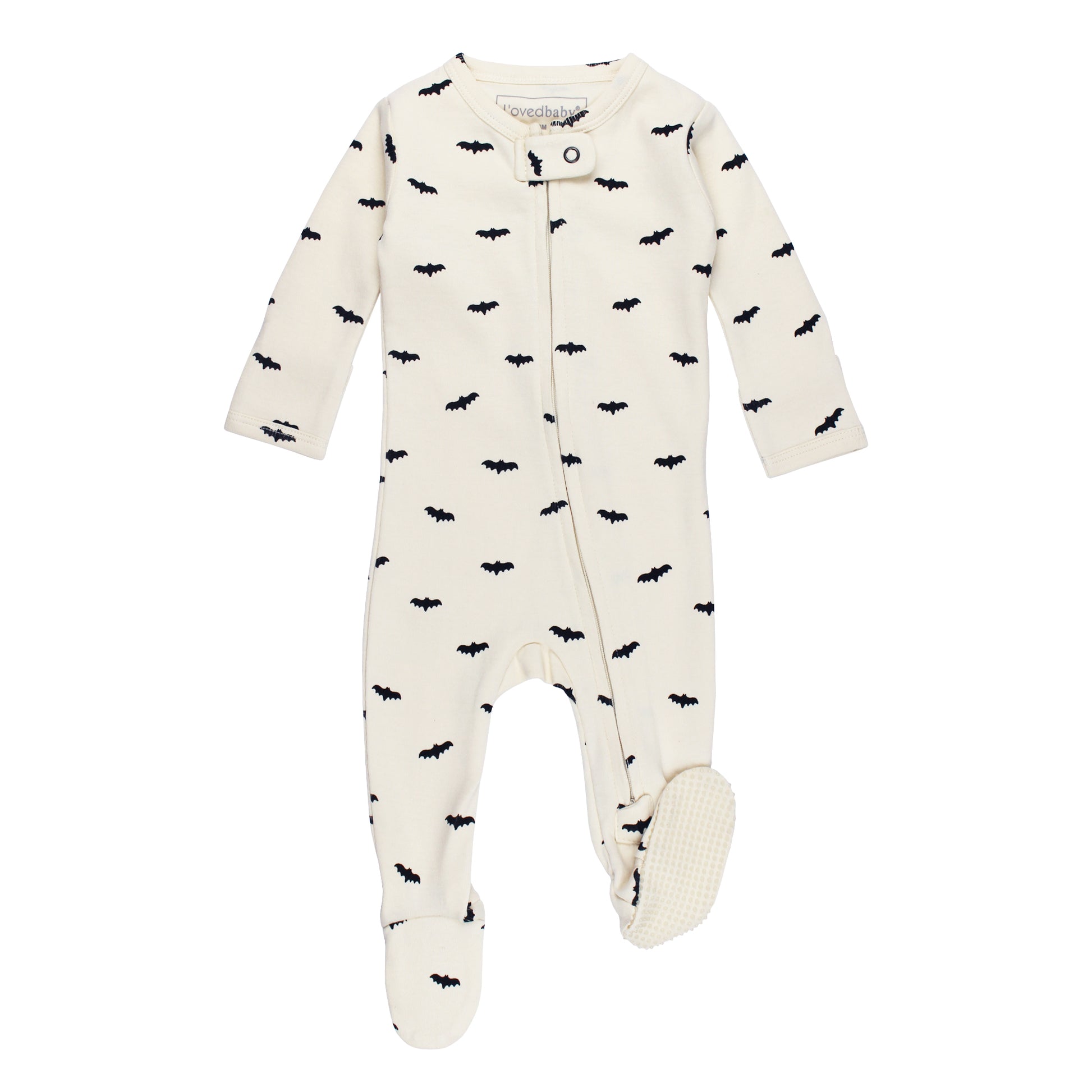 L'ovedbaby Organic 2-Way Zipper Footie in Bats 0-3M