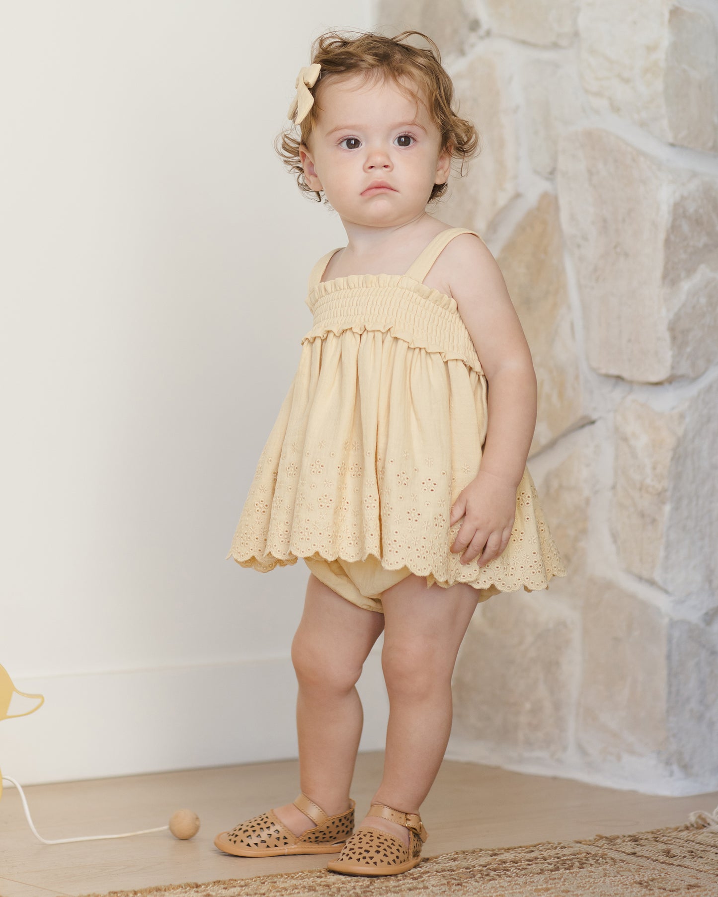 Mae Smocked Top + Bloomer Set || Yellow