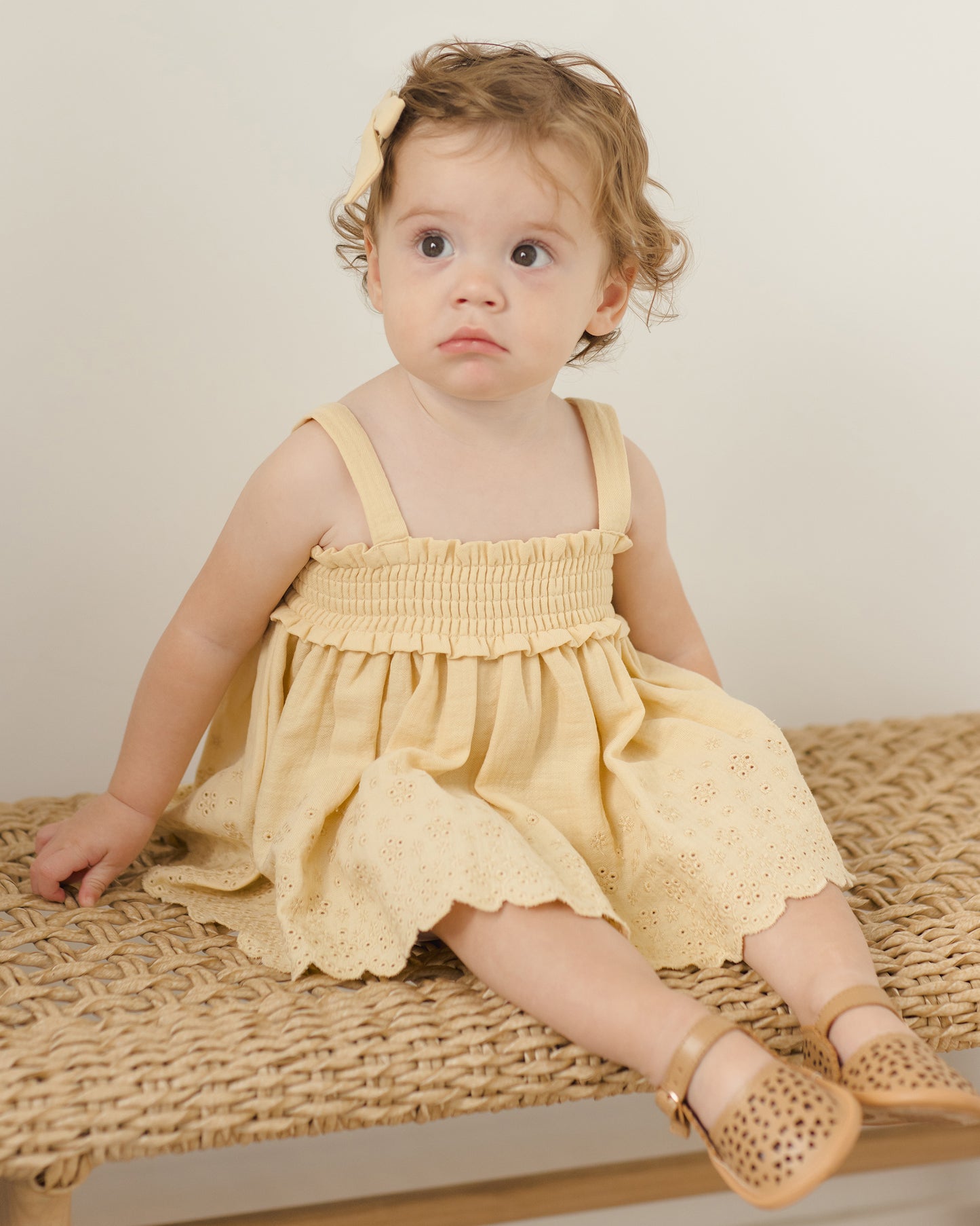 Mae Smocked Top + Bloomer Set || Yellow