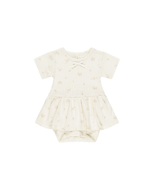 Pointelle Skirted Bodysuit || Pink Ditsy