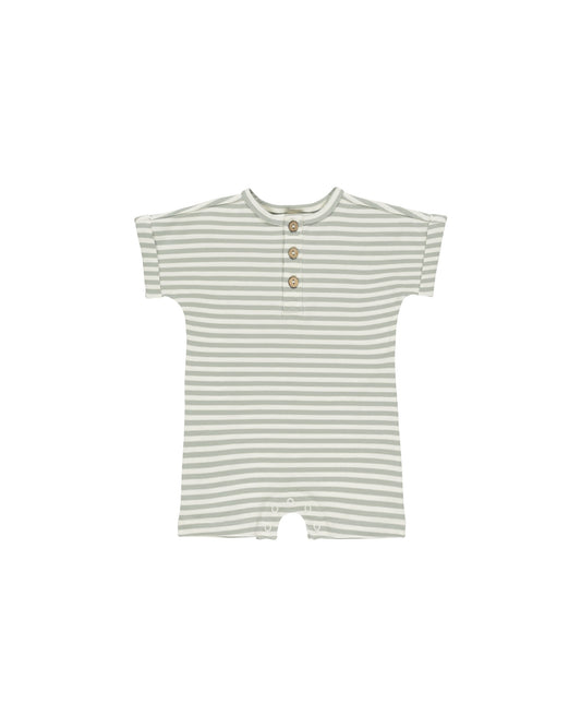 Short Sleeve One-Piece || Sage Stripe