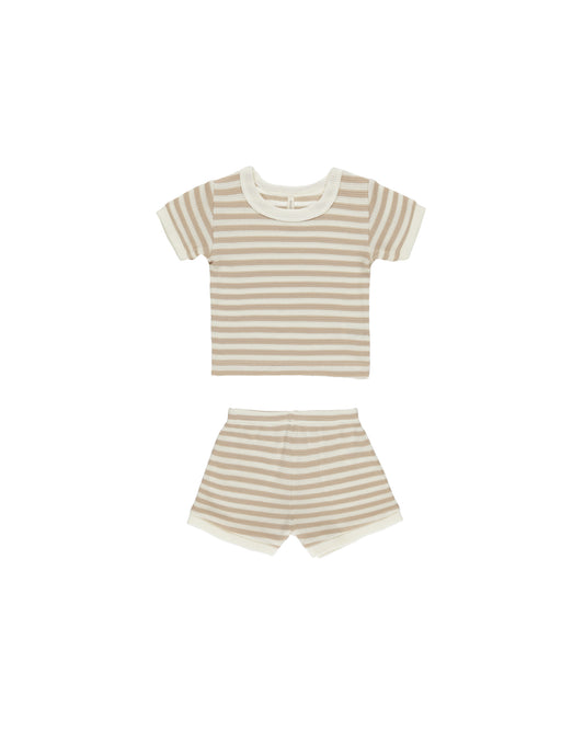 Waffle Shortie Set || Oat Stripe