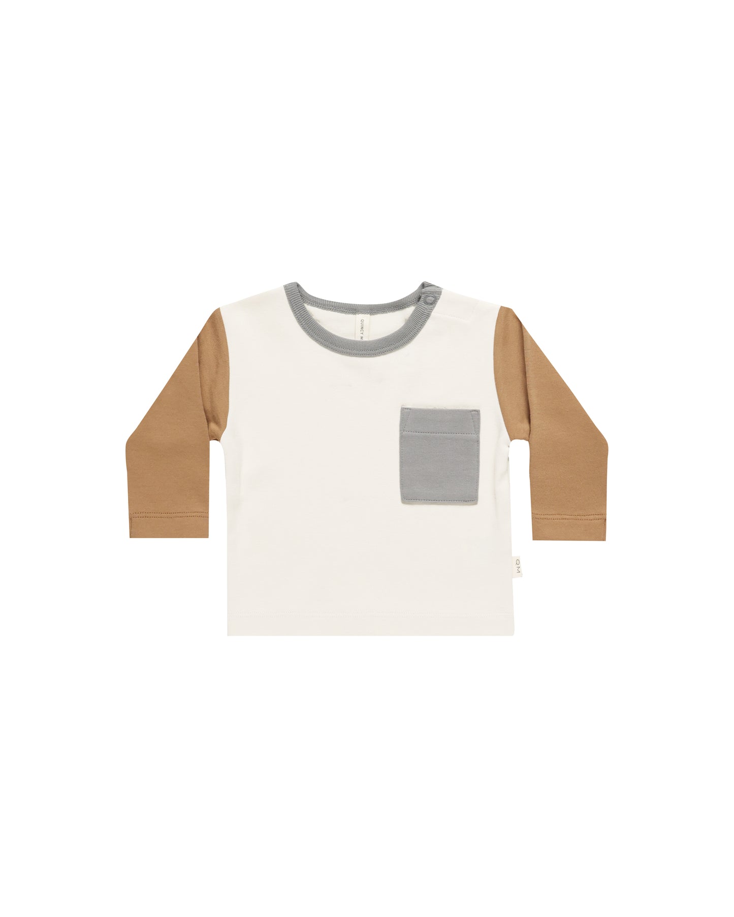 Long Sleeve Pocket Tee | Golden Color Block