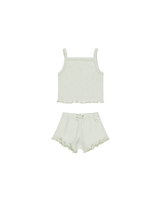 Pointelle Tank + Shortie Set || Mint