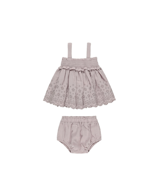 Mae Smocked Top + Bloomer Set || Lavender