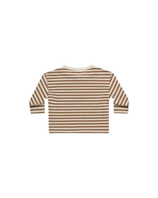 Long Sleeve Henley Tee | Cinnamon Stripe