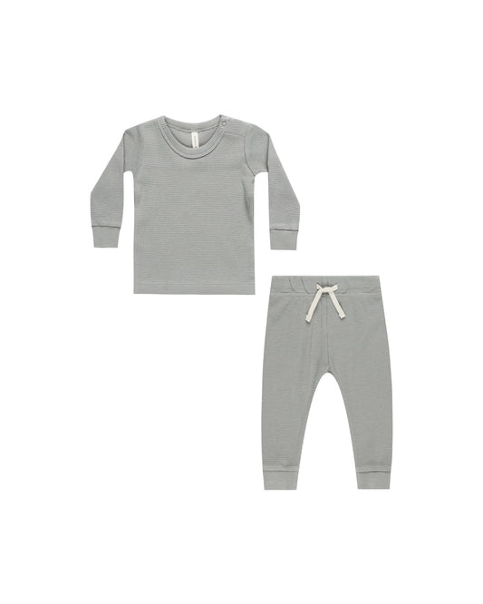 Waffle Top + Pant Set | Dusty Blue