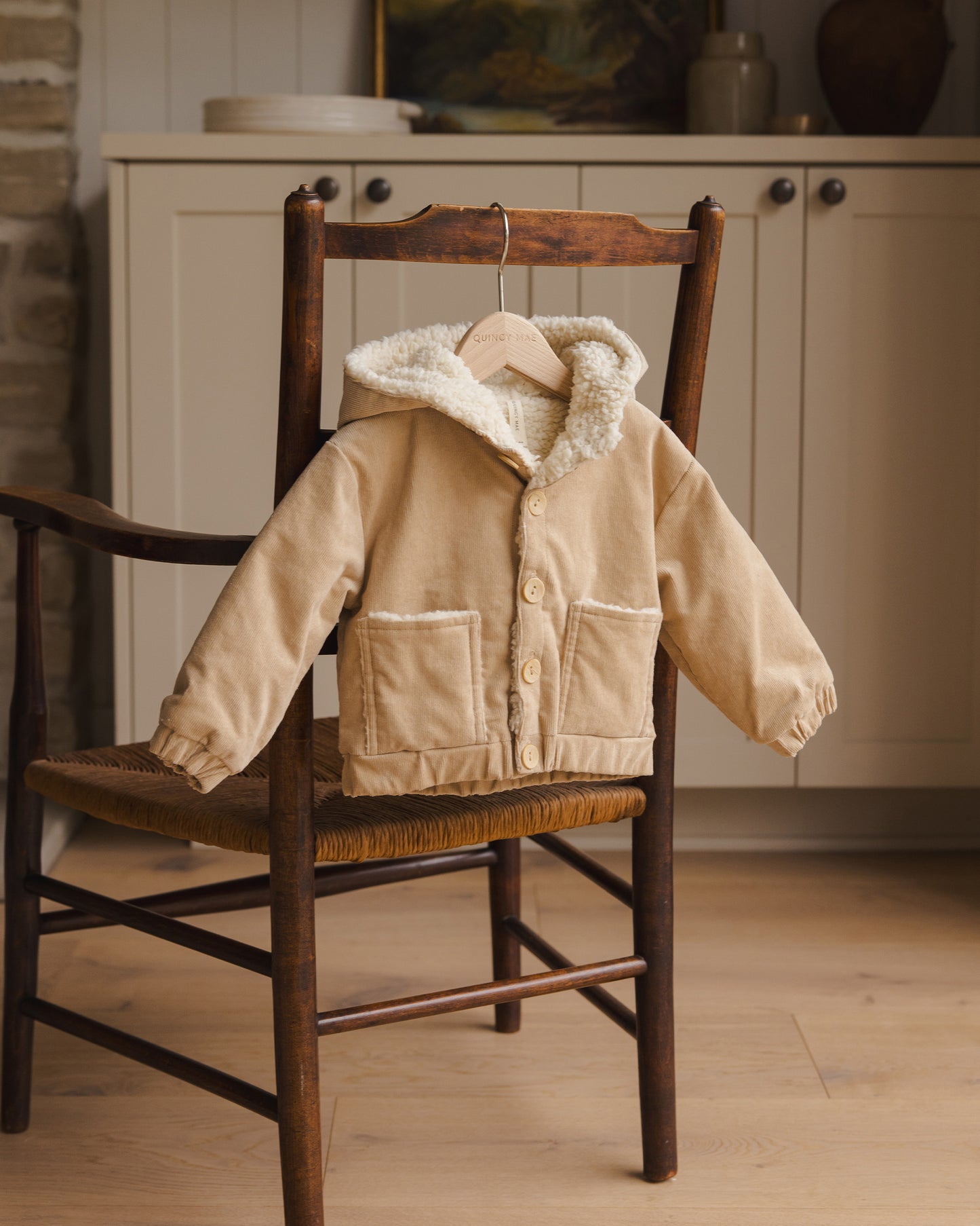 Corduroy Hooded Jacket | Latte