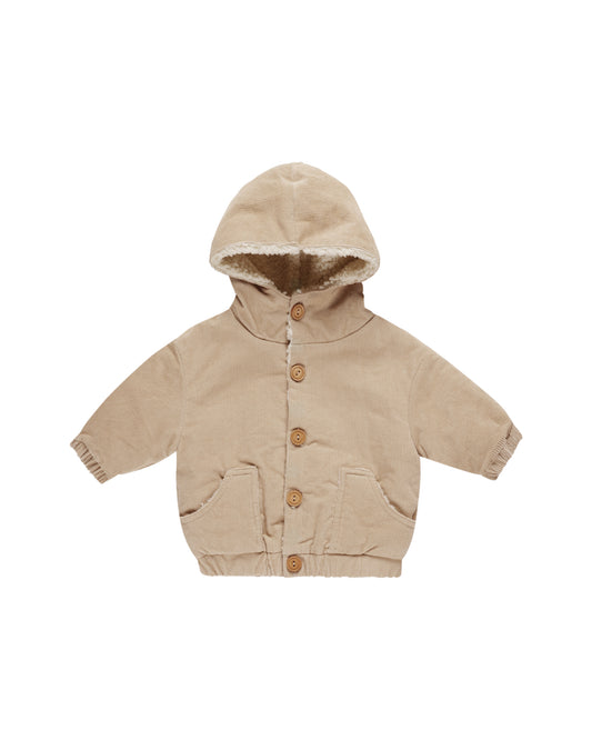 Corduroy Hooded Jacket | Latte