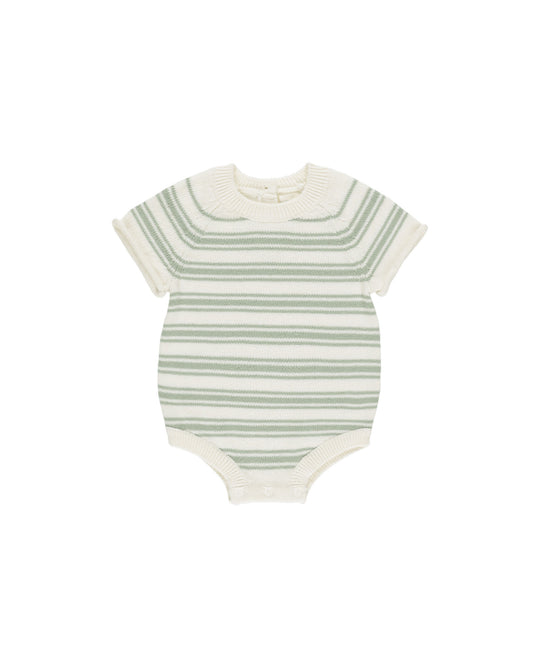 Rowan Romper || Sage Knit Stripe