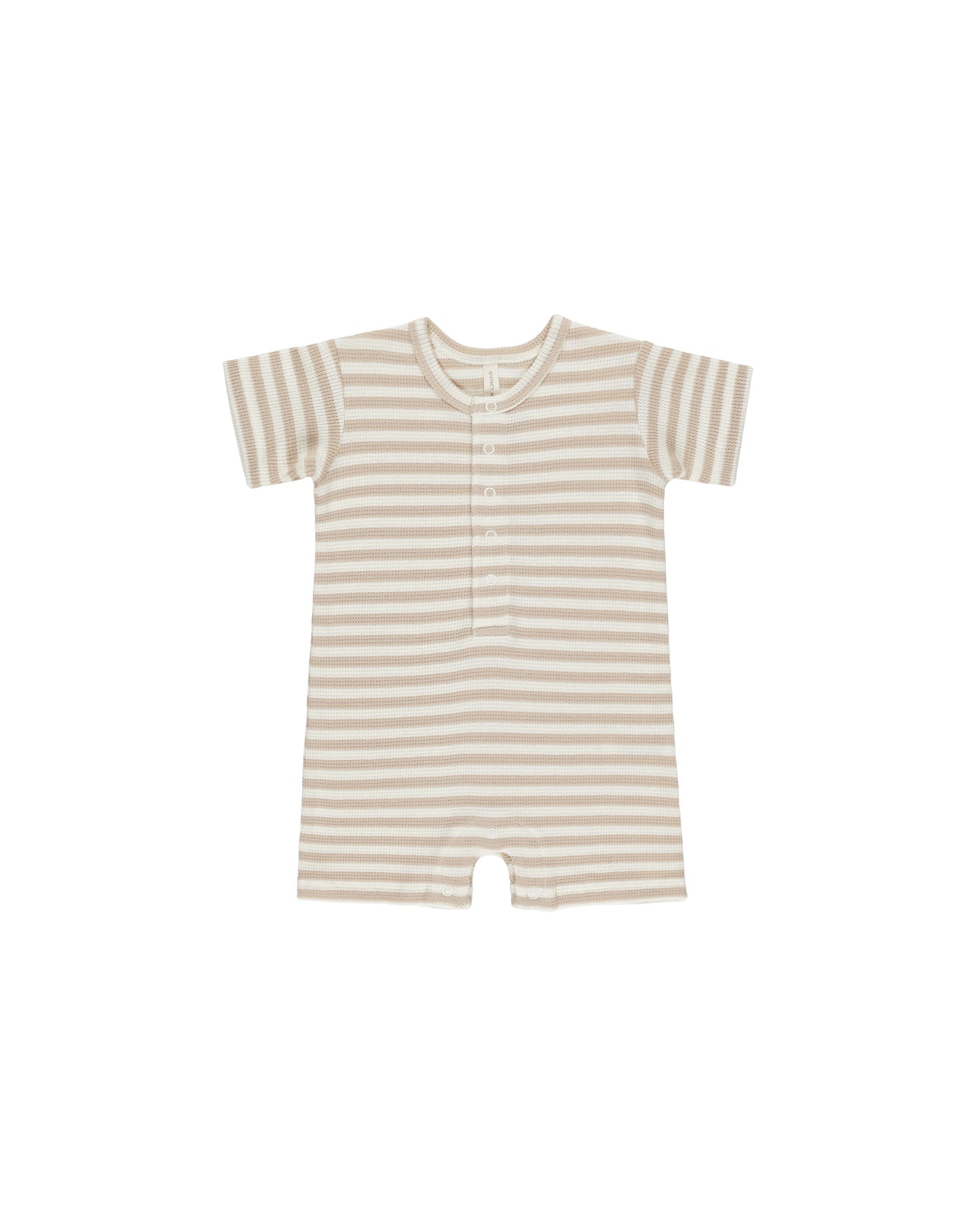 Waffle Snap Romper || Oat Stripe