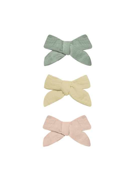 Bow W. Clip, Set Of 3 || Sage, Yellow, Melon