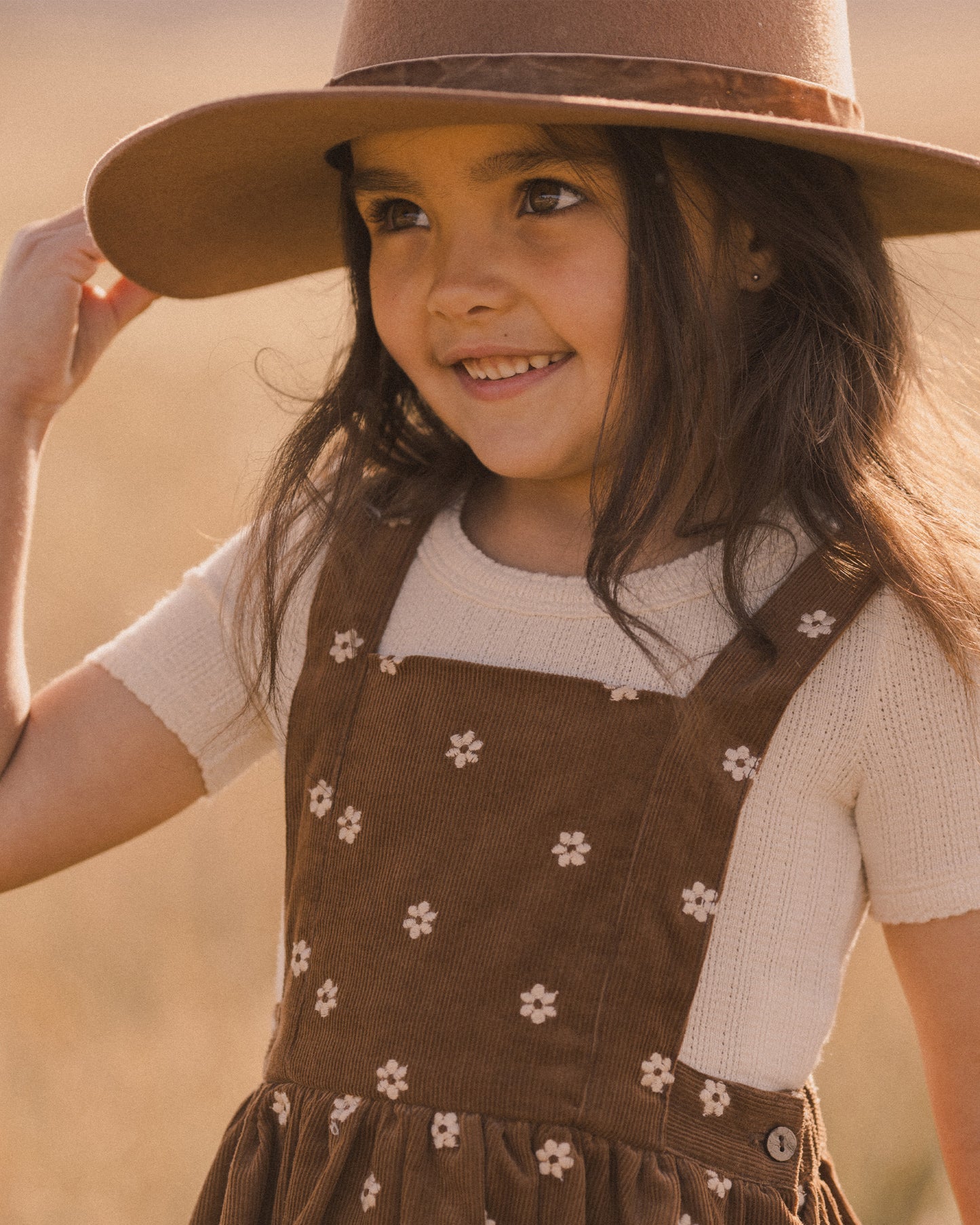 Corduroy Pinafore | Floral Embroidery