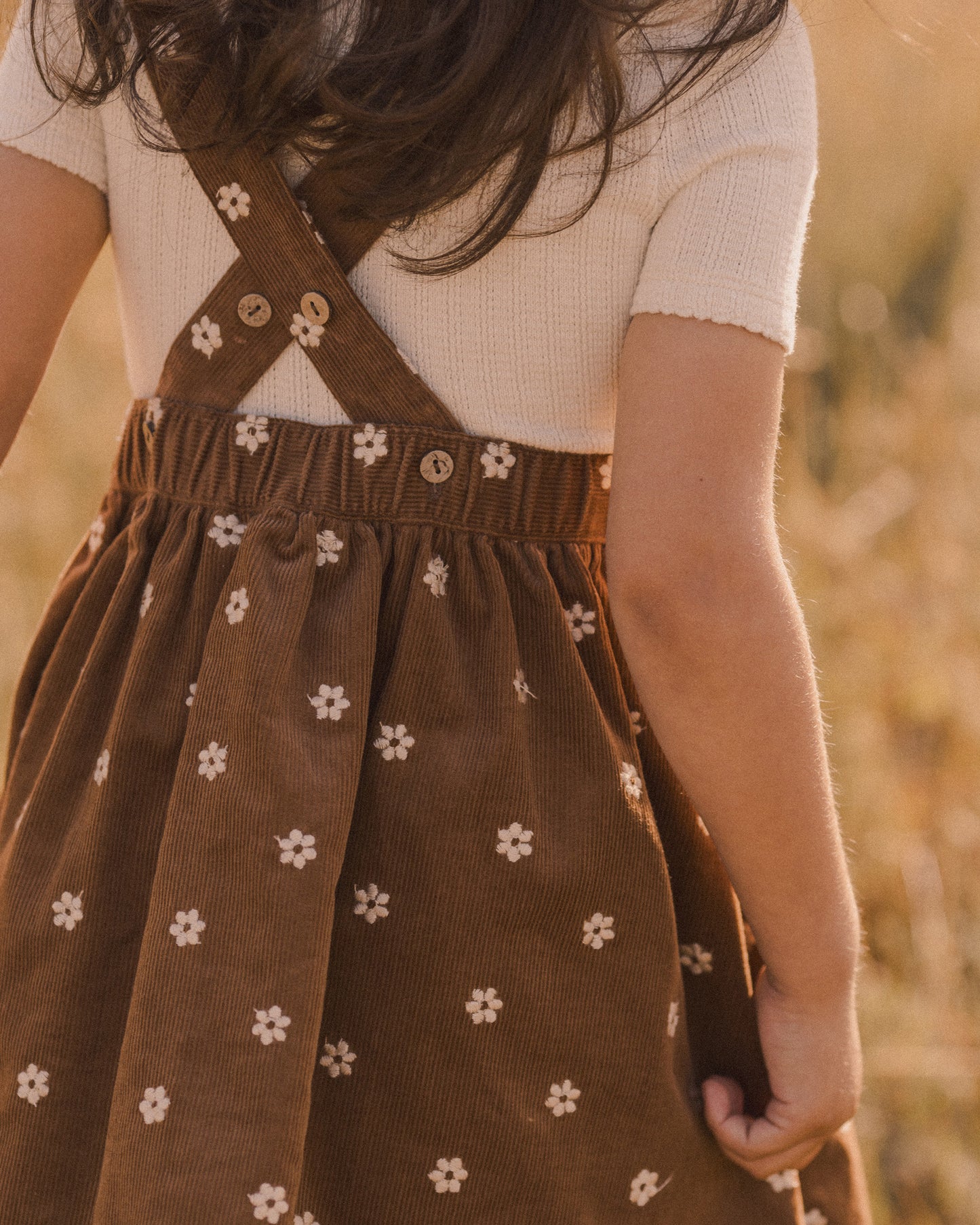 Corduroy Pinafore | Floral Embroidery