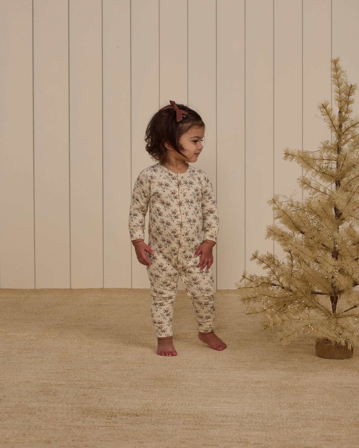 Organic Long John Pajamas | Holiday Floral