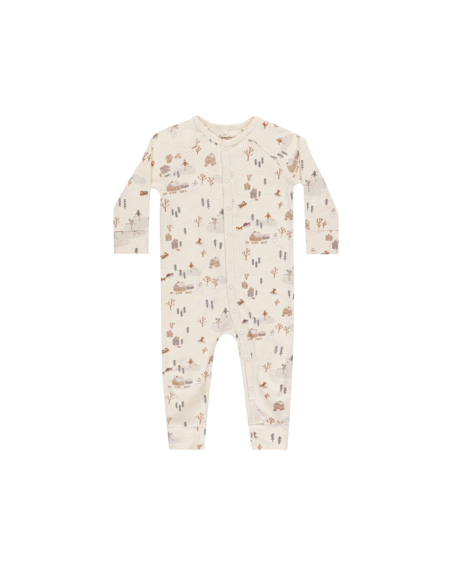 Organic Long John Pajamas | Winter Town