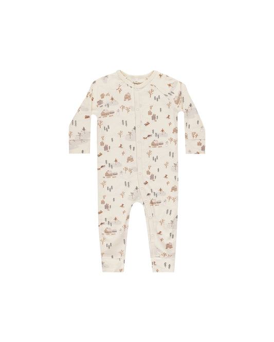 Organic Long John Pajamas | Winter Town