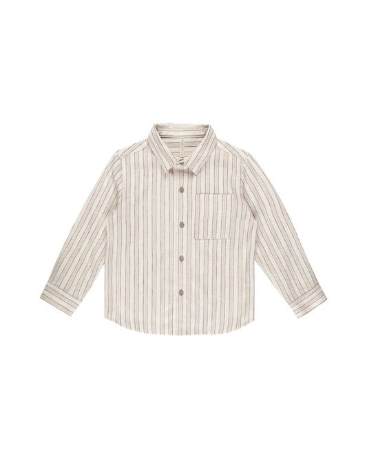 Collared Long Sleeve Shirt | Stone Stripe