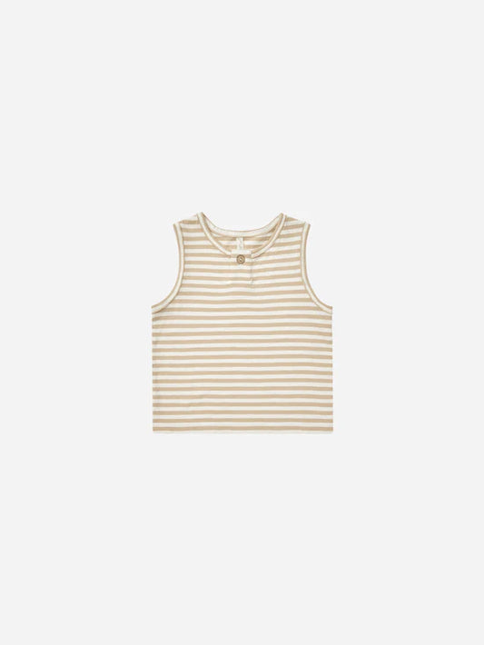 Jersey Button Tank | Sand Stripe