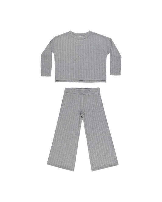 Cozy Rib Knit Set | Dusty Blue