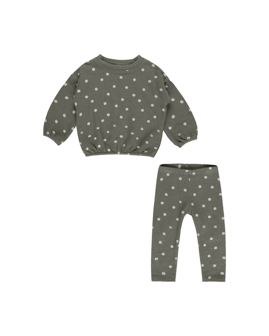 Spongey Knit Set | Forest Polka Dot