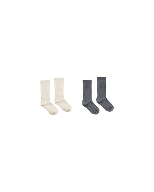 Ribbed Socks | Natural, Indigo